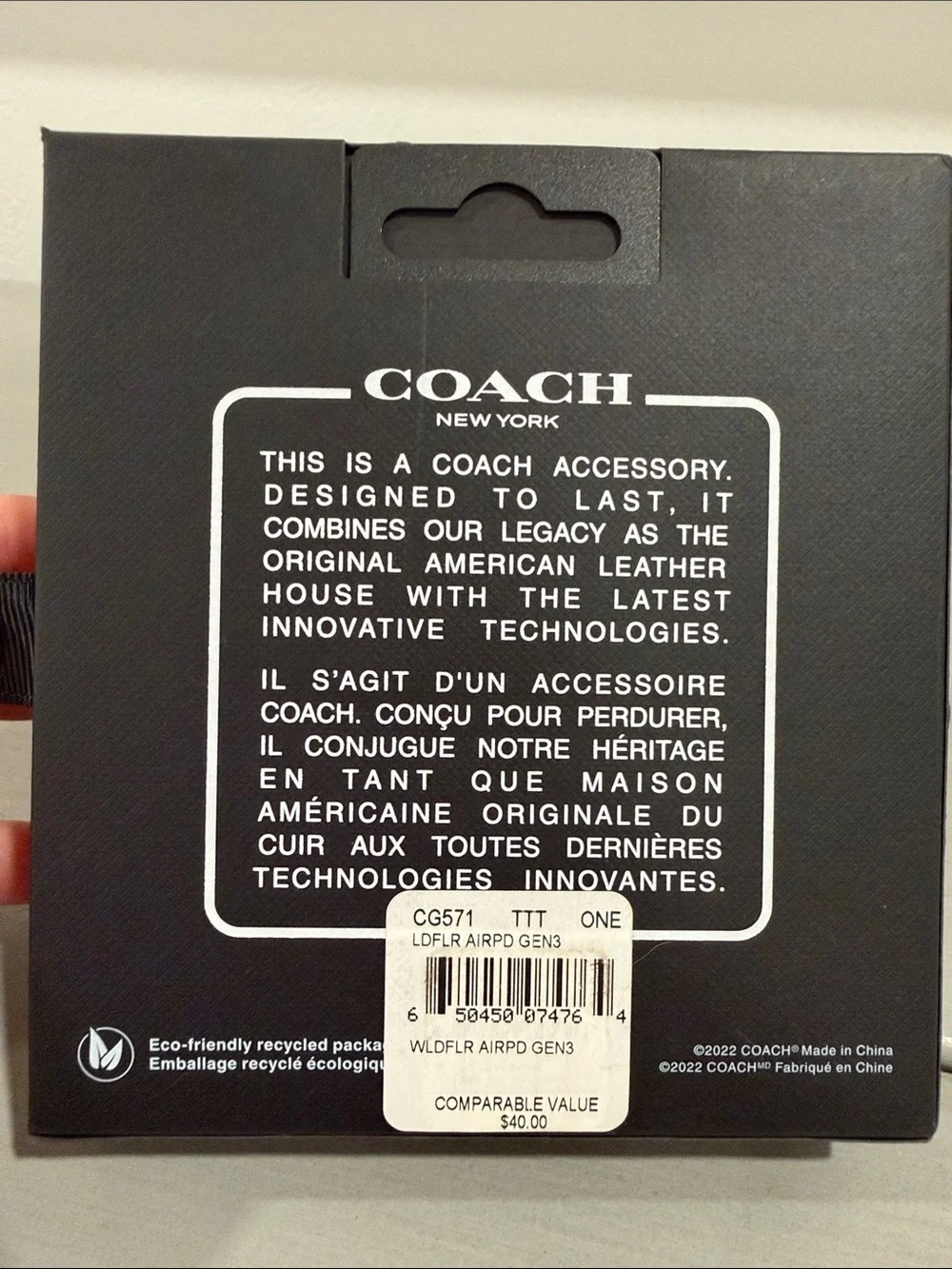 Coach Clear Floral AirPods Case with Gold Ring